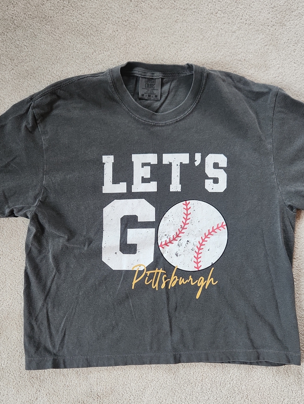 Vintage Pittsburgh Baseball Cropped Gray White T-Shirt -Medium NWOT
